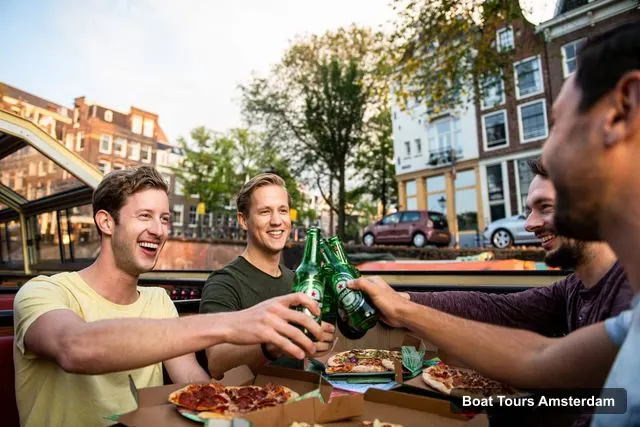 Boat Tours in Amsterdam – Original Pizza Dinner Cruise + Unlimited Drinks