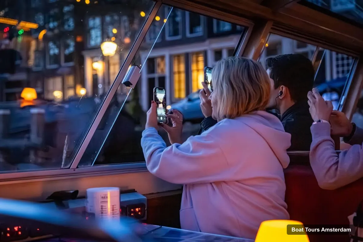 Boat Tours in Amsterdam – Evening Canal Cruise – City Lights & Wine Option