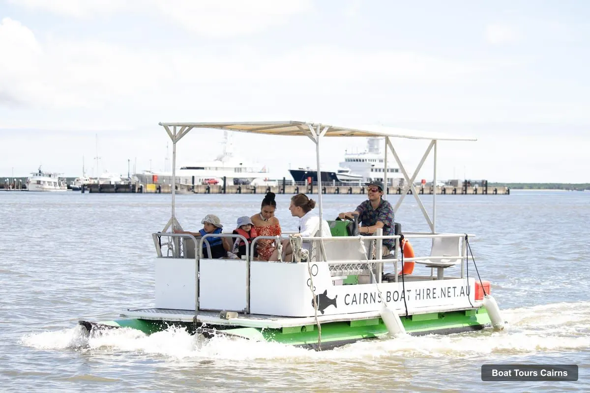 Cairns Boat Cruises – Pontoon Boat Hire with Optional BBQ and Fishing Hire