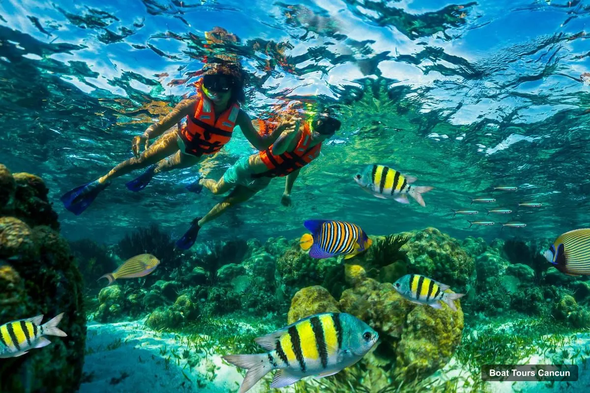 Cancun Boat Cruises – Snorkel, Town Walk, Tequila & Beach Lunch