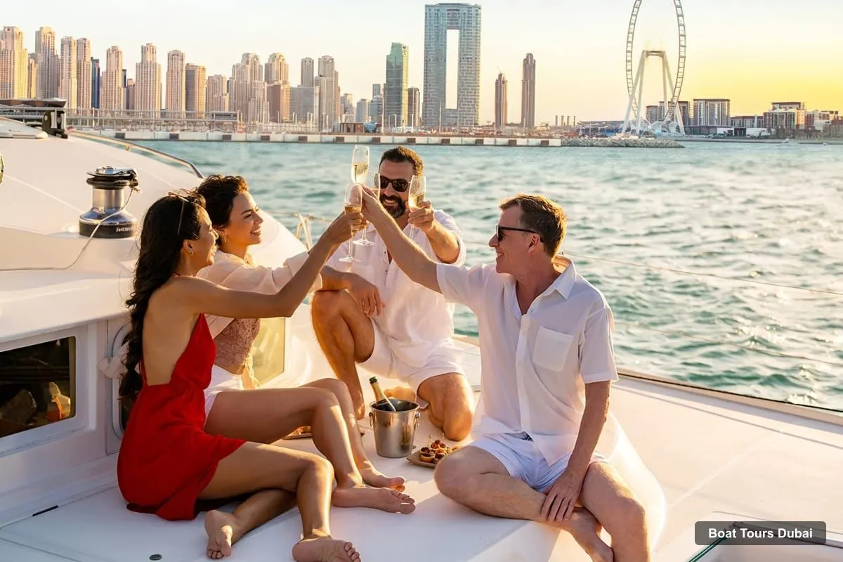 Boat Tours in Dubai – Luxury Sunset Yacht Tour with Light Bites and Drinks