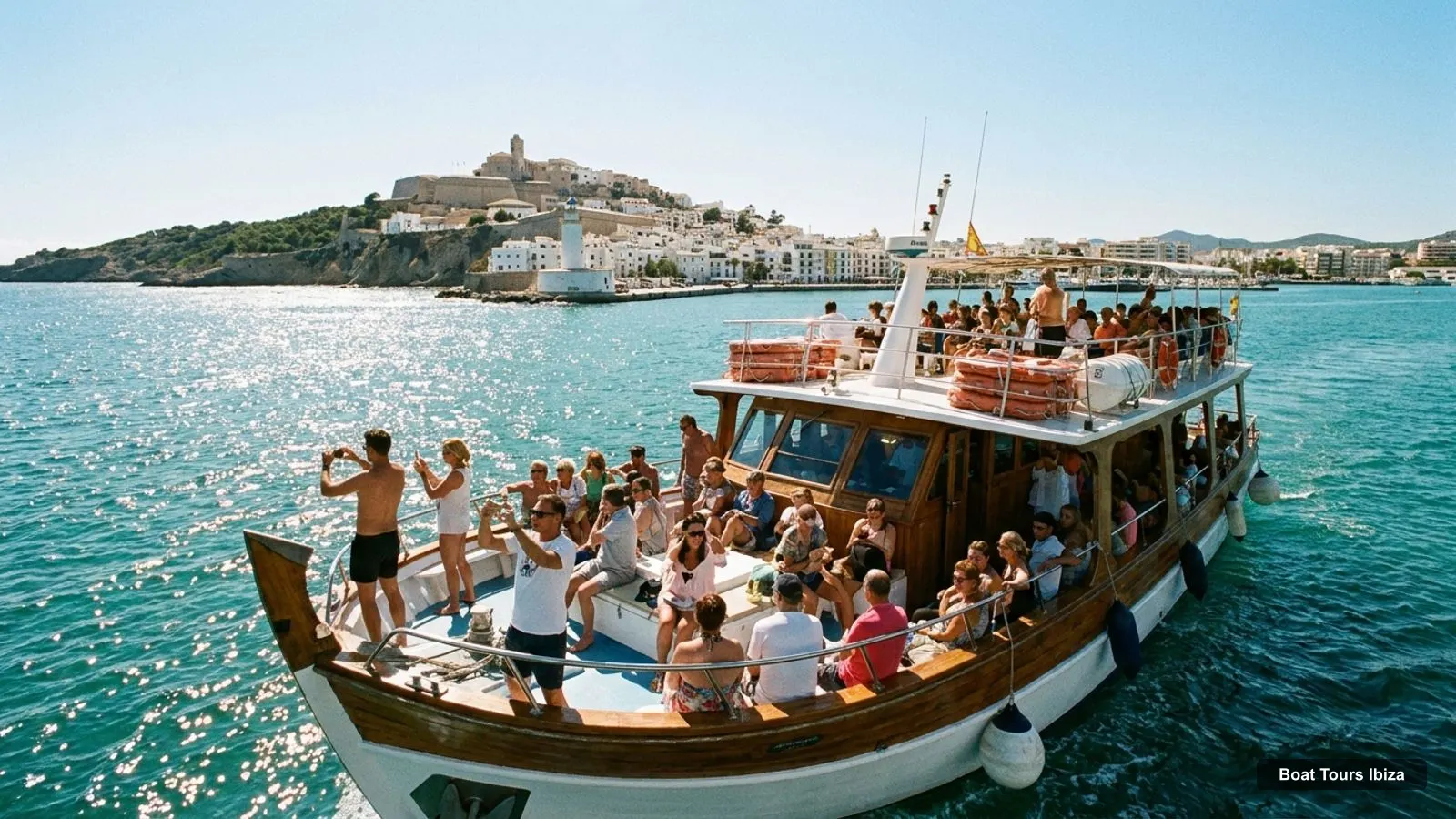 Boat Tours Ibiza – sightseeing boat on the water near Ibiza Harbour