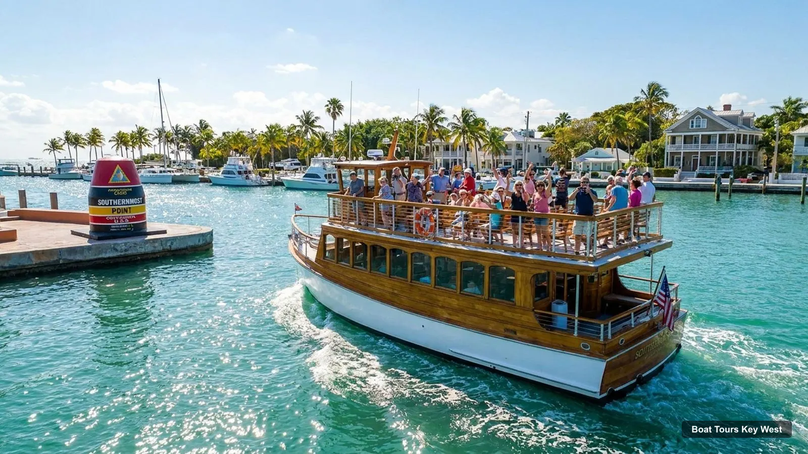 Boat Tours Key West – sightseeing boat on the water near Southernmost Point of the Continental U.S.A.