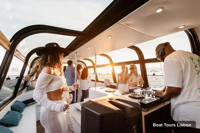 Boat Tours in Lisbon – Lisbon Sunset DJ Party Cruise with Pizza & Drinks