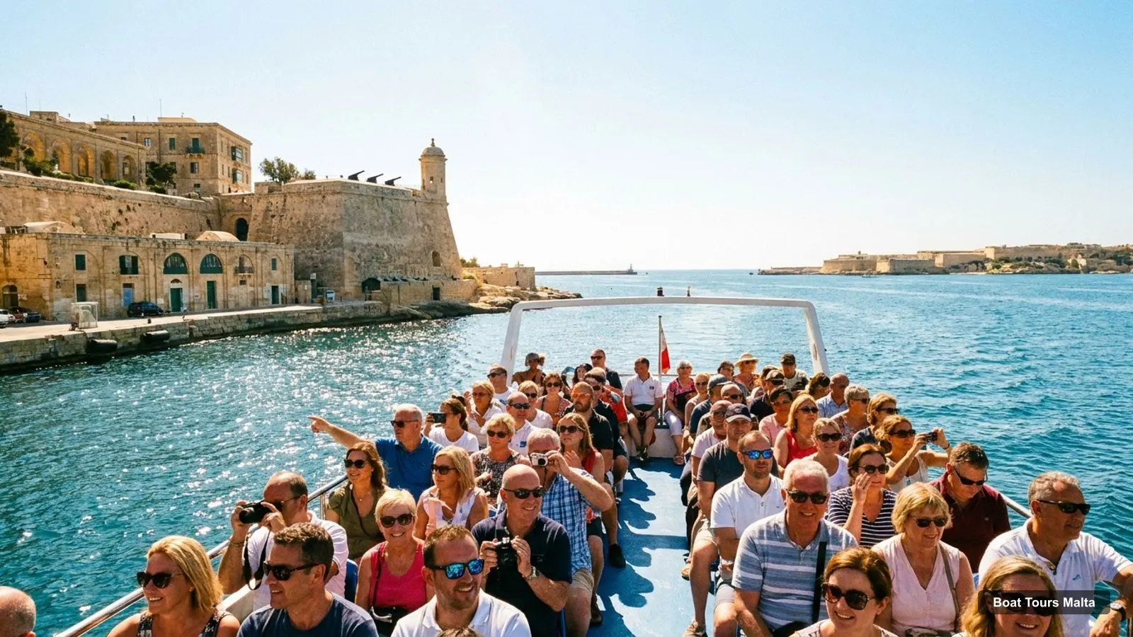 Boat Tours Malta – sightseeing boat on the water near Upper Barrakka