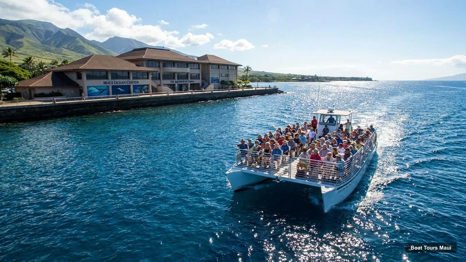 Boat Tours Maui – sightseeing boat on the water near Maui Ocean Center, The Aquarium of Hawaii