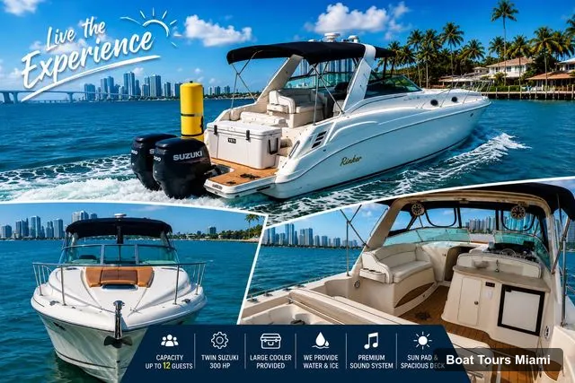 Boat Tours Miami – 37ft Private Yacht Cruise with Champagne