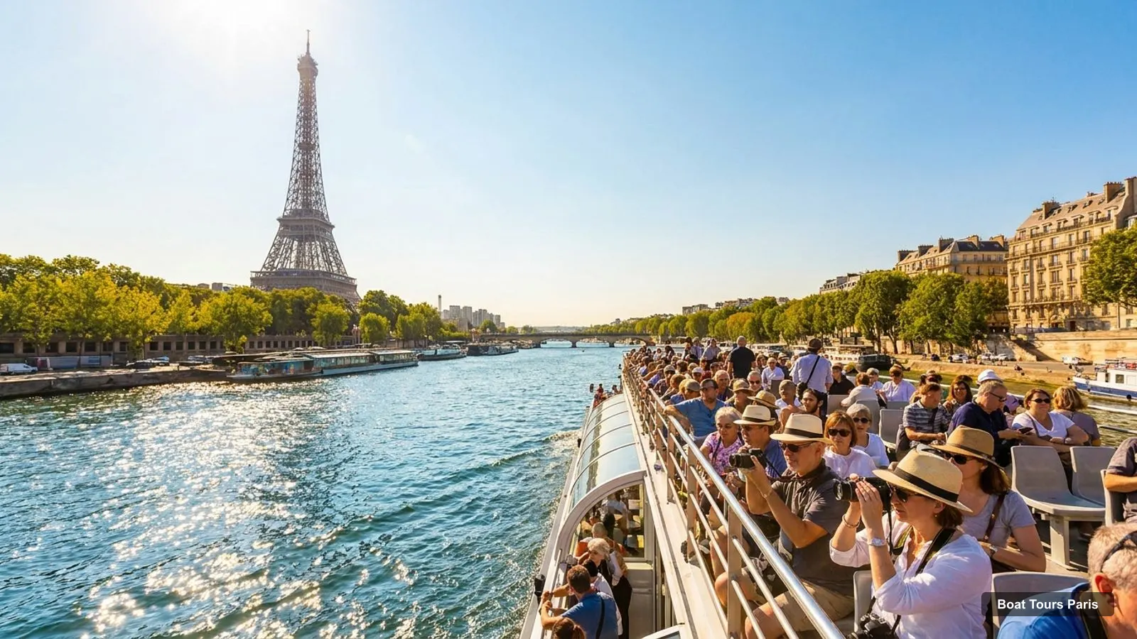 Boat Tours Paris – sightseeing boat on the water near Eiffel Tower