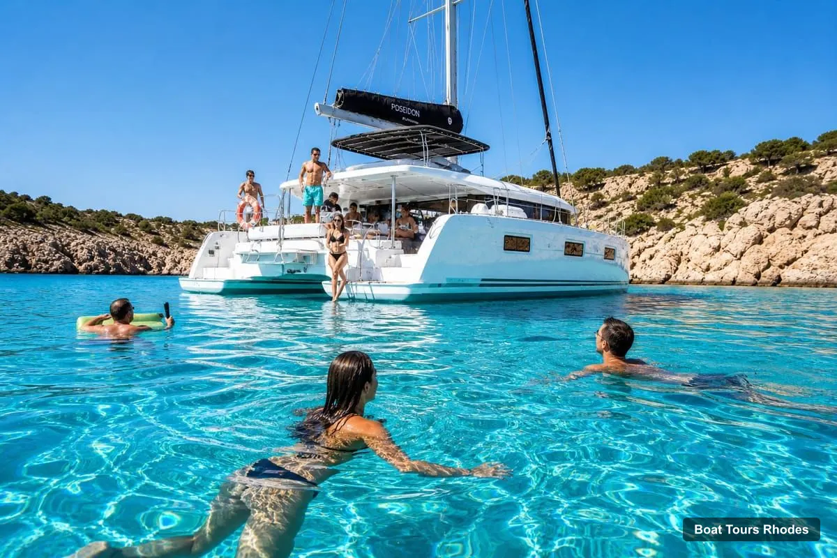 Boat Tours Rhodes – All-Inclusive Catamaran Cruise with Lunch and Drinks
