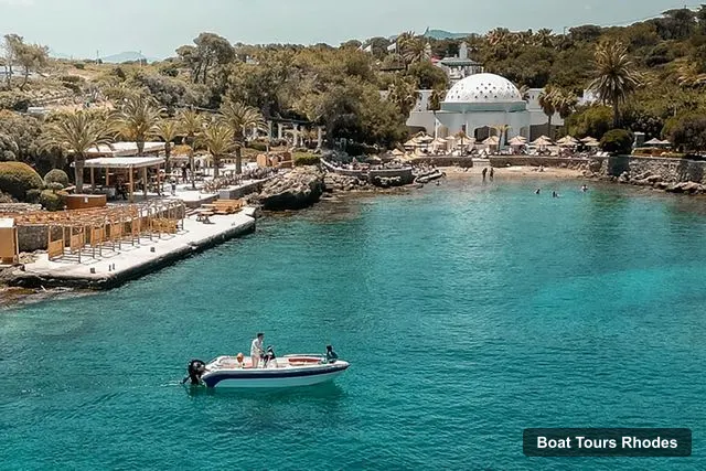 Rhodes Boat Trips – Boat Rental to Anthony Quinn Bay, No License Needed