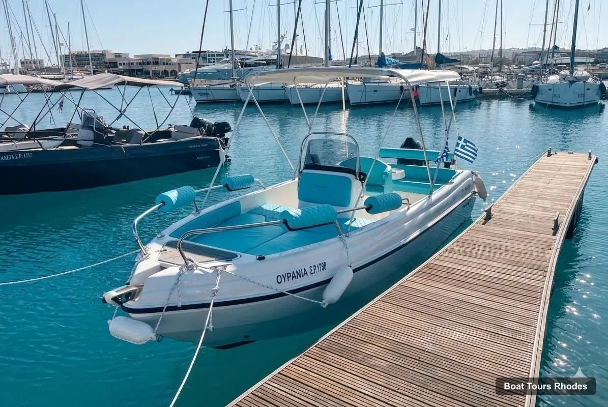 Rhodes Boat Trips – License-Free Self-Drive Boat Rental to Anthony Queen
