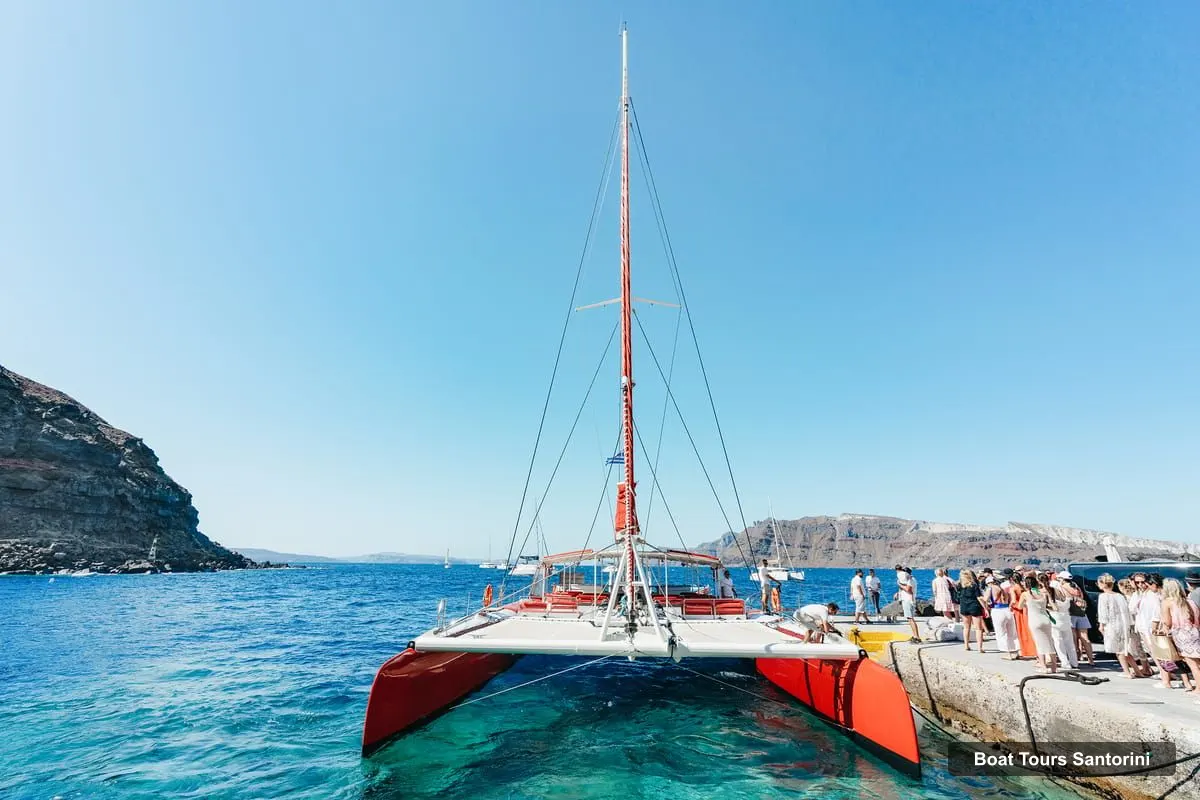Boat Tours Santorini – Catamaran Tour with BBQ Dinner, Drinks, and Music (photo 2)