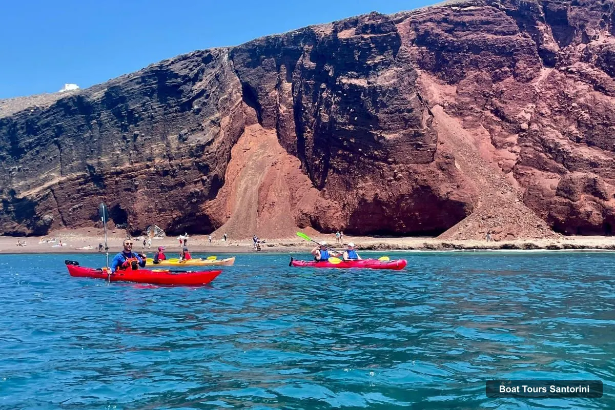 Boat Tours Santorini – Santorini Sea Kayak: Red Beach, Caves, Snorkeling & Picnic (photo 5)