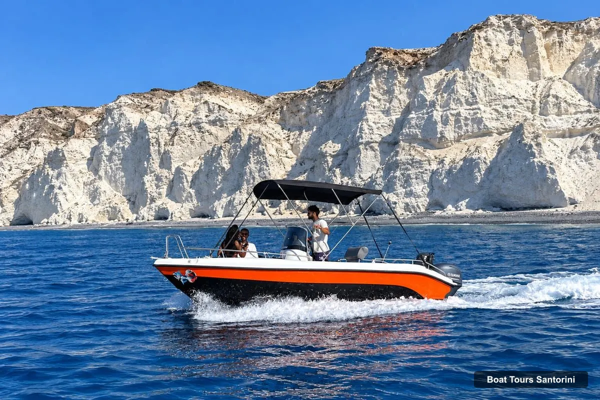 Santorini Boat Cruises – Boat rental without a license+10minutes of jet ski (photo 3)