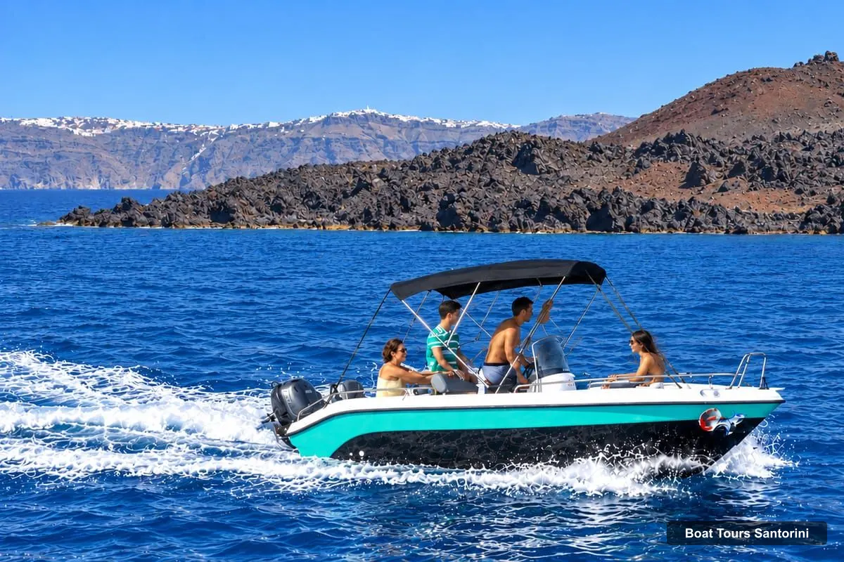 Santorini Boat Cruises – Boat rental without a license+10minutes of jet ski (photo 4)