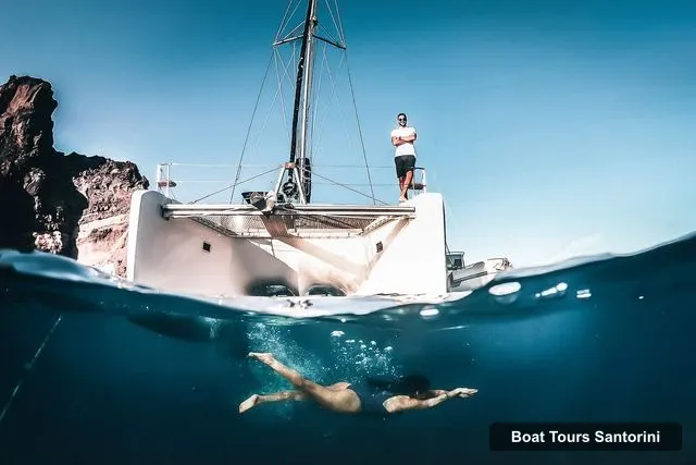 Boat Tours in Santorini – All-Inclusive Private Catamaran Experience