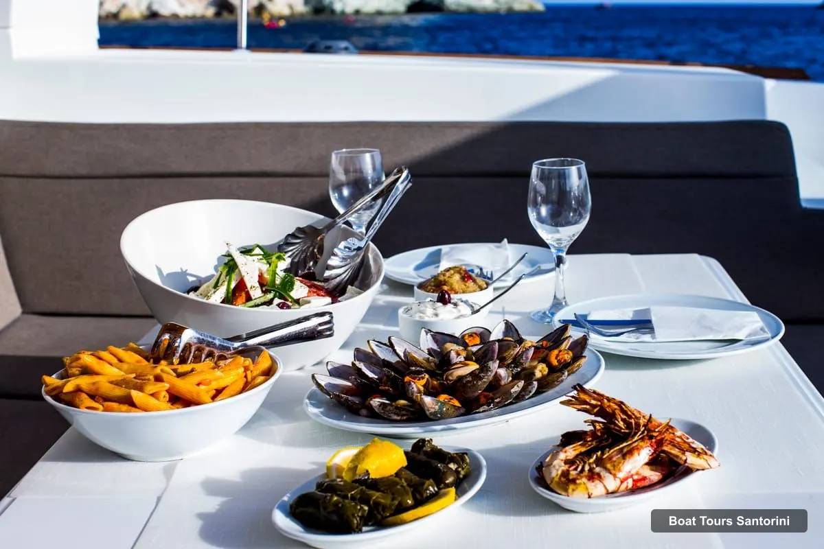 Santorini Boat Trips – Private Catamaran Cruise with BBQ Meal and Drinks (photo 5)