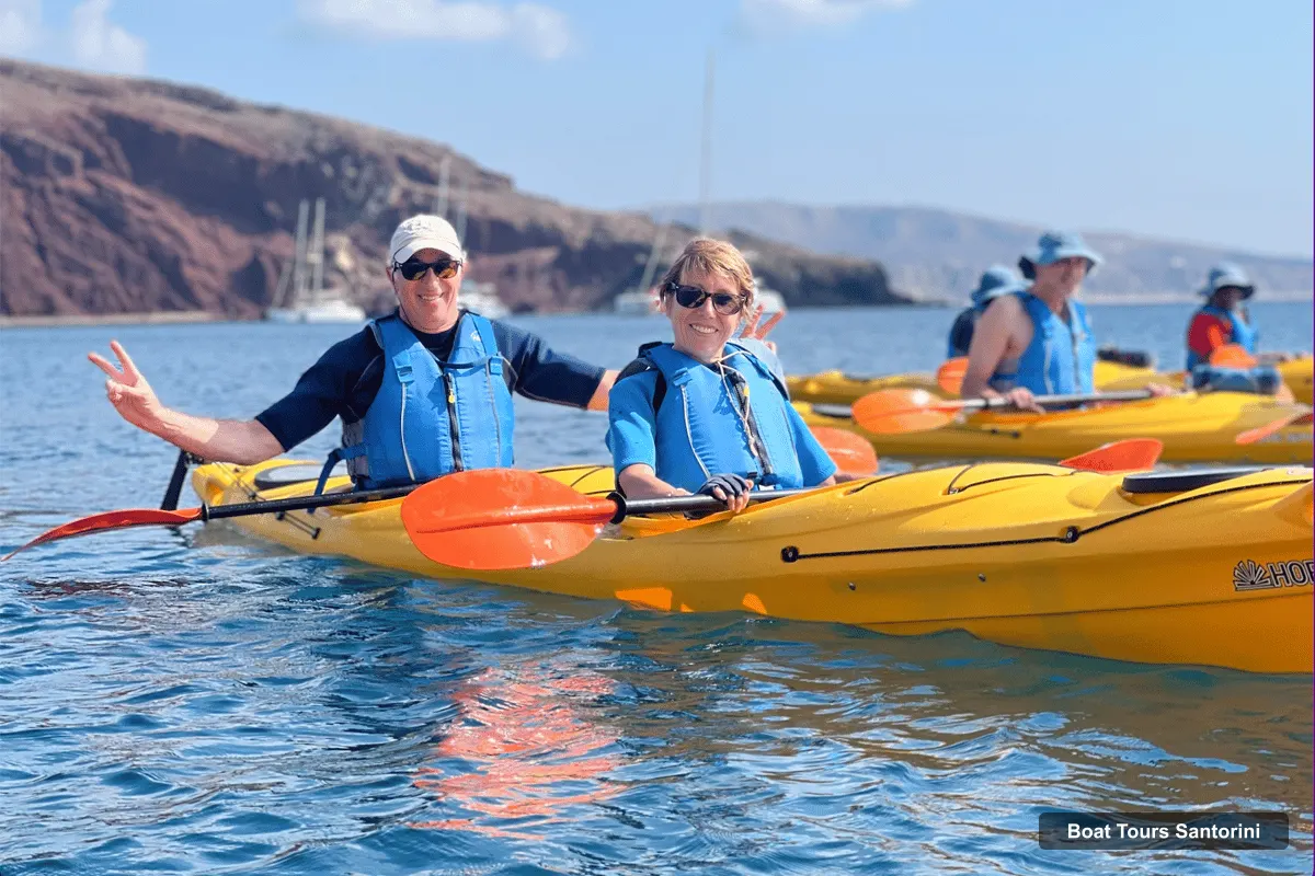 Santorini Boat Trips – Sea Caves Kayak Trip with Snorkeling and Picnic (photo 2)