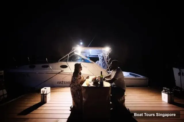 Boat Tours in Singapore – Private Sunset Dinner Cruise on Modern 34 ft Yacht