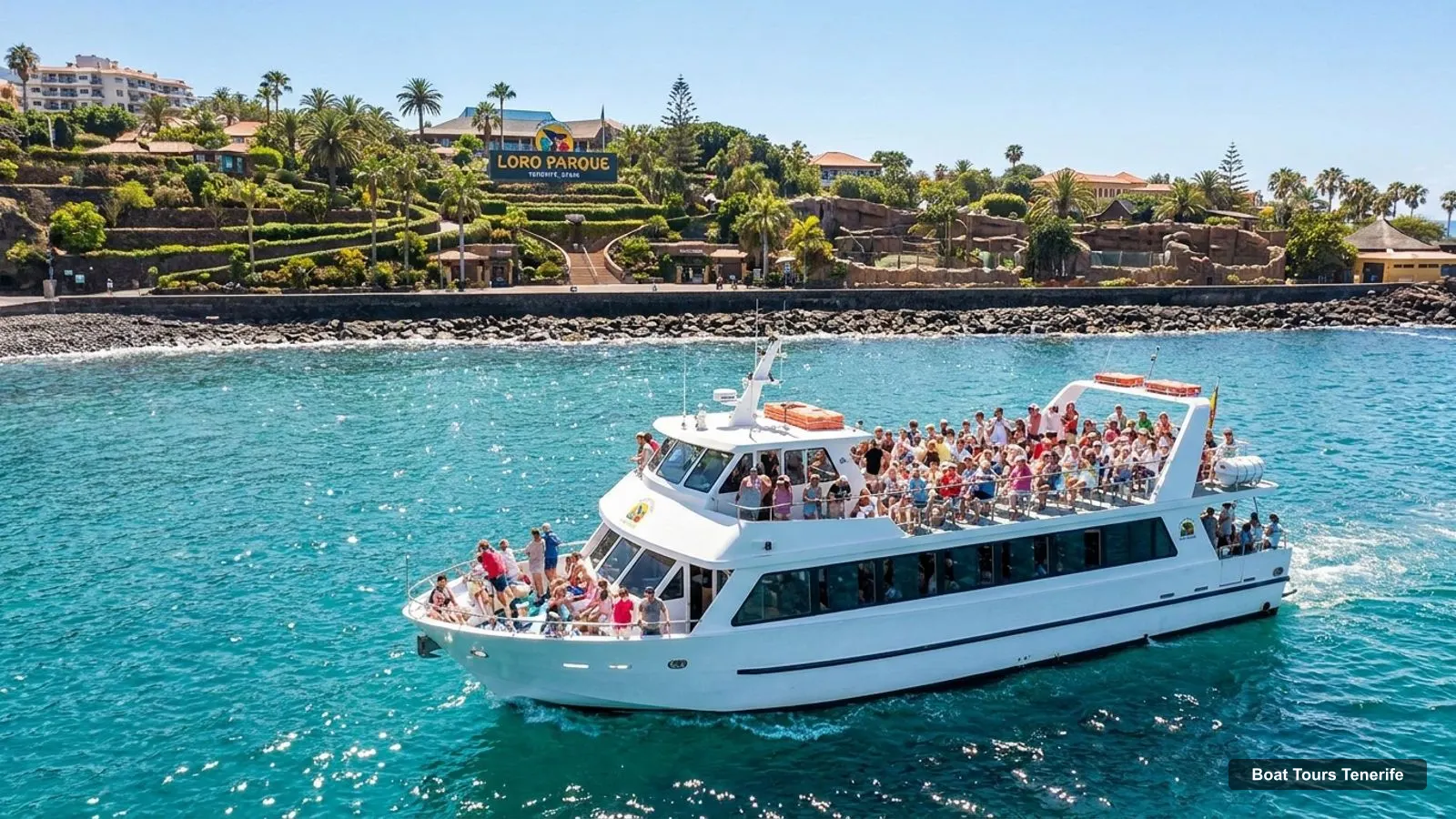 Boat Tours Tenerife – sightseeing boat on the water near Loro Parque