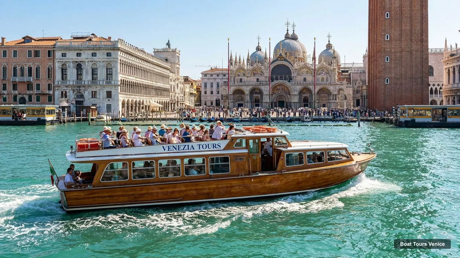 Boat Tours Venice – sightseeing boat on the water near Saint Mark's Basilica